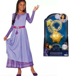 DISNEY Wish Asha Costume with Dress, Belt and The Wishing Star Necklace Sz 4-6x